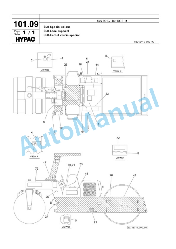 Bomag C340C Steel Wheel Roller Spare Parts Catalogue 00818623-5