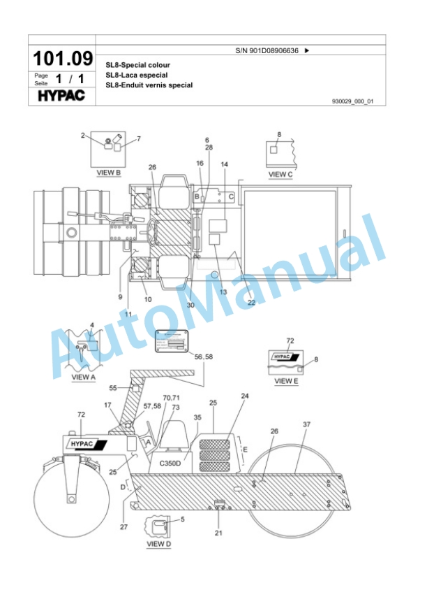 Bomag C350D Steel Wheel Roller Spare Parts Catalogue 00817875-5
