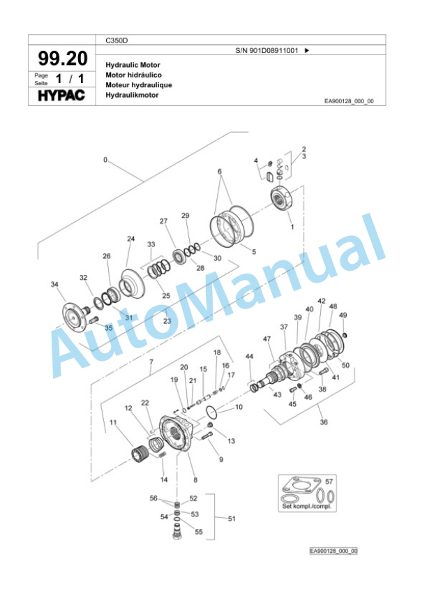 Bomag C350D Steel Wheel Roller Spare Parts Catalogue 00818627-4