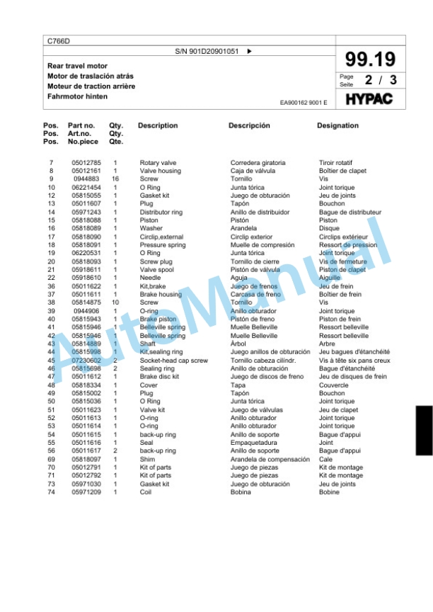 Bomag C766D Tandem Vibratory Roller Spare Parts Catalogue 00818529-5