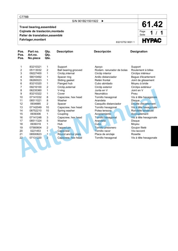 Bomag C778B Tandem Vibratory Roller Spare Parts Catalogue 00817881-3