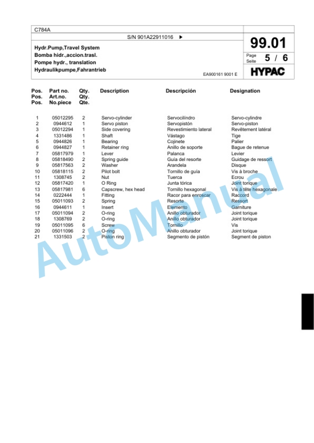 Bomag C784A Tandem Vibratory Roller Spare Parts Catalogue 00818615-4