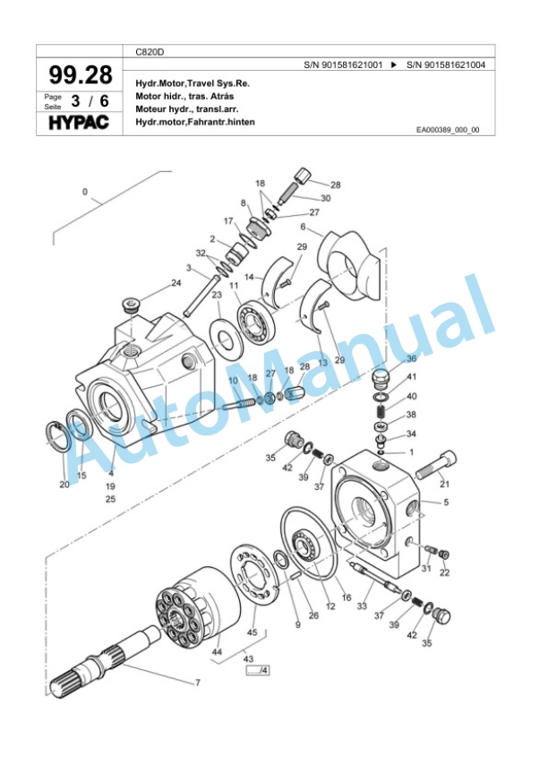 Bomag C820D Single Drum Wheel Drive Vibratory Roller Spare Parts Catalogue 00818937-4