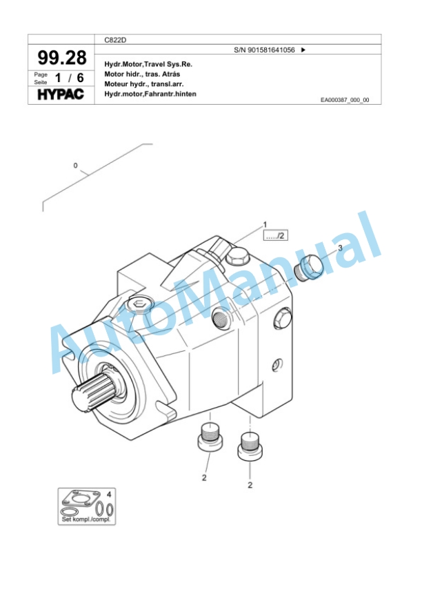 Bomag C822D Single Drum Wheel Drive Vibratory Roller Spare Parts Catalogue 00818945-4