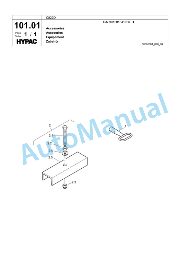 Bomag C822D Single Drum Wheel Drive Vibratory Roller Spare Parts Catalogue 00818945-5
