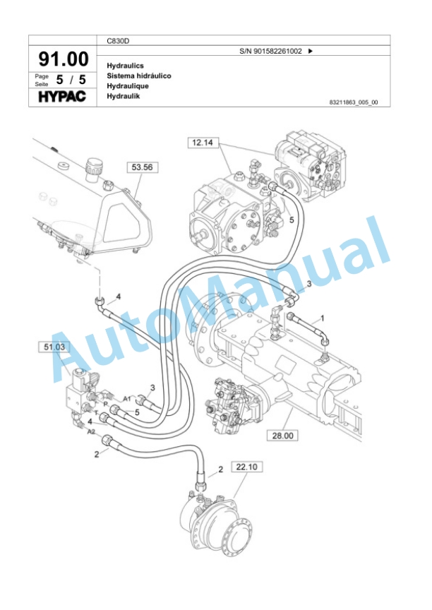 Bomag C830D Single Drum Wheel Drive Vibratory Roller Spare Parts Catalogue 00818579-2