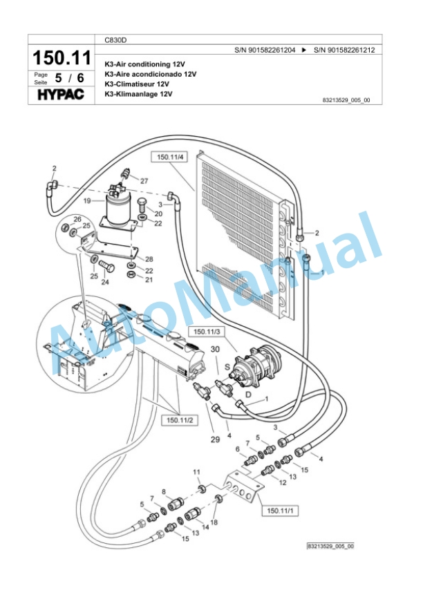 Bomag C830D Single Drum Wheel Drive Vibratory Roller Spare Parts Catalogue 00818579-3
