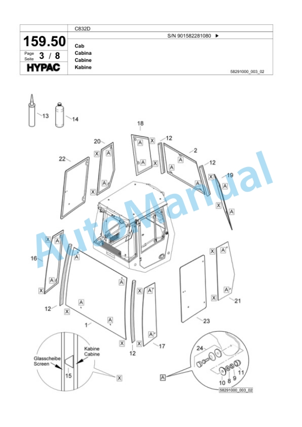 Bomag C832D Single Drum Wheel Drive Vibratory Roller Spare Parts Catalogue 00818585-5