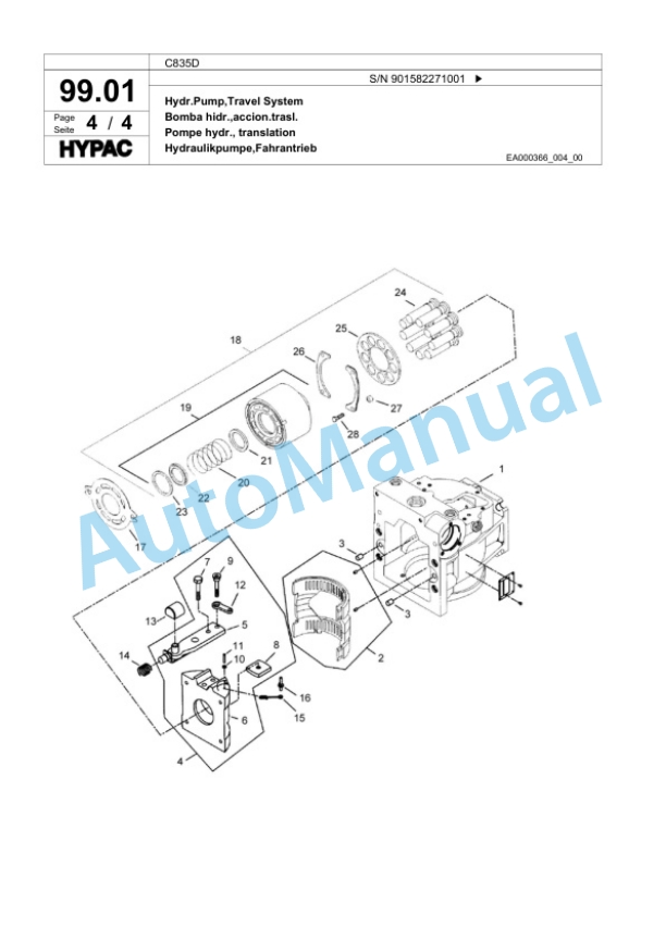 Bomag C835D Single Drum Wheel Drive Vibratory Roller Spare Parts Catalogue 00818583-2