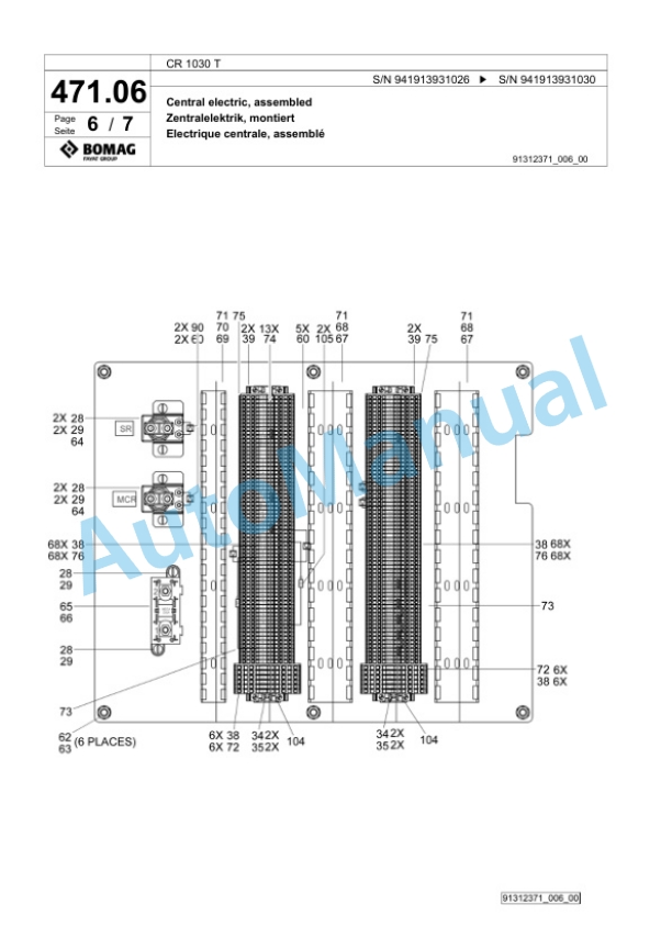 Bomag CR 1030 T Paver Spare Parts Catalogue 00825489-2