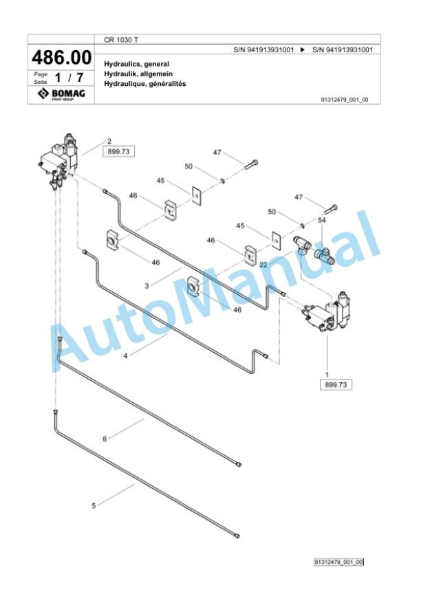 Bomag CR 1030 T Paver Spare Parts Catalogue 00825489-4