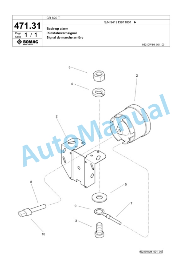 Bomag CR 820 T Paver Spare Parts Catalogue 00826147-4