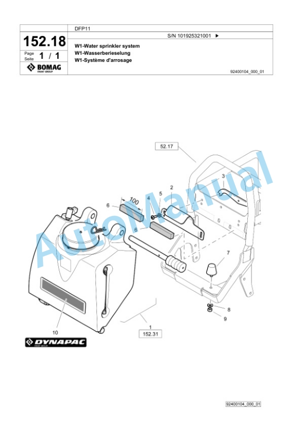 Bomag DFP11 Vibratory Plate Compactor Spare Parts Catalogue 00826127-5