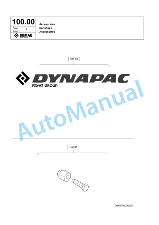 Bomag DFP5 Vibratory Plate Compactor Spare Parts Catalogue 00825745-5