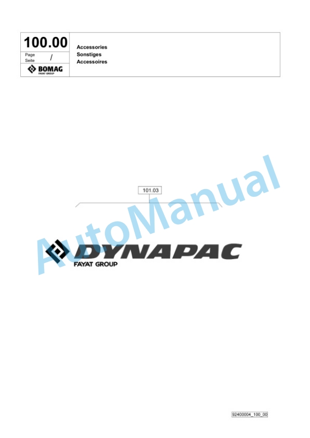 Bomag DFP6 Vibratory Plate Compactor Spare Parts Catalogue 00825415-3