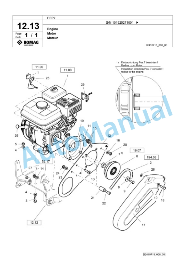 Bomag DFP7 Vibratory Plate Compactor Spare Parts Catalogue 00825929-2