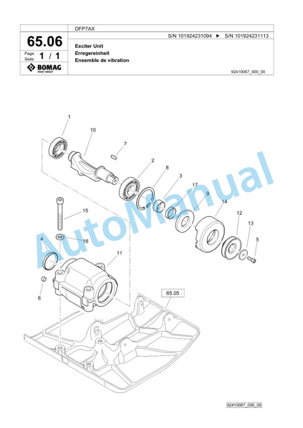 Bomag DFP7AX Vibratory Plate Compactor Spare Parts Catalogue 00825417-3
