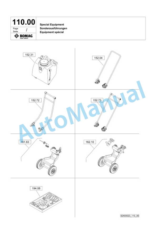 Bomag DFP7AX Vibratory Plate Compactor Spare Parts Catalogue 00825417-5