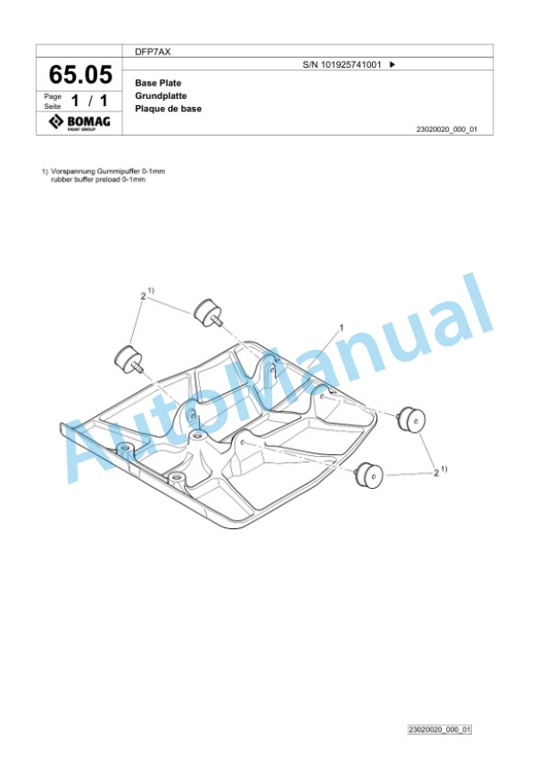 Bomag DFP7AX Vibratory Plate Compactor Spare Parts Catalogue 00827021-3