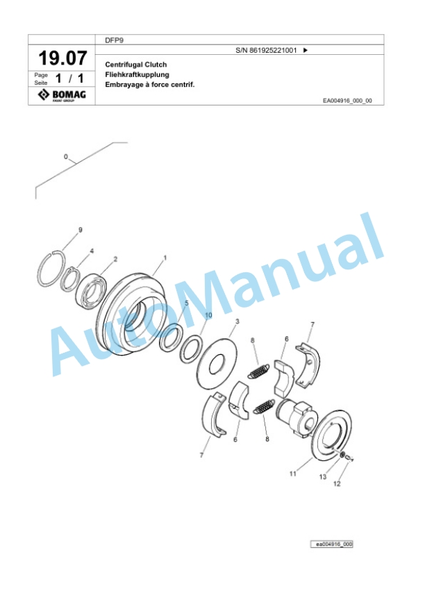 Bomag DFP9 Vibratory Plate Compactor Spare Parts Catalogue 00825485-2