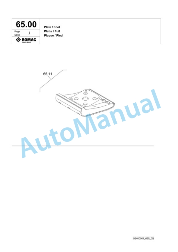 Bomag DR6X Vibratory Tamper Spare Parts Catalogue 00826889-4