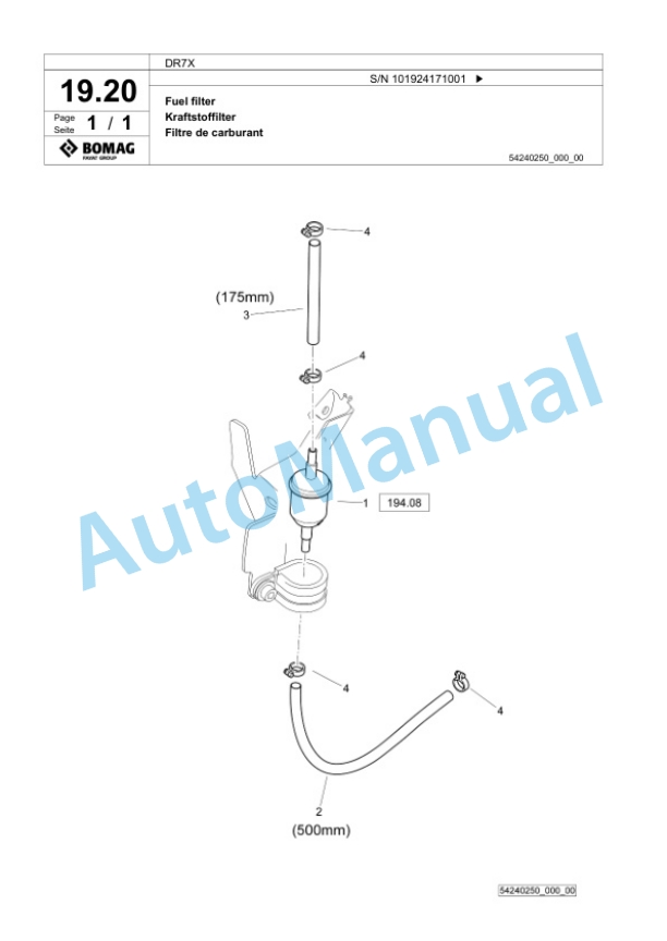Bomag DR7X Vibratory Tamper Spare Parts Catalogue 00826891-2