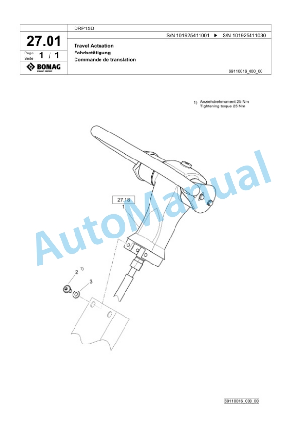 Bomag DRP15D Vibratory Plate Compactor Spare Parts Catalogue 00826525-2