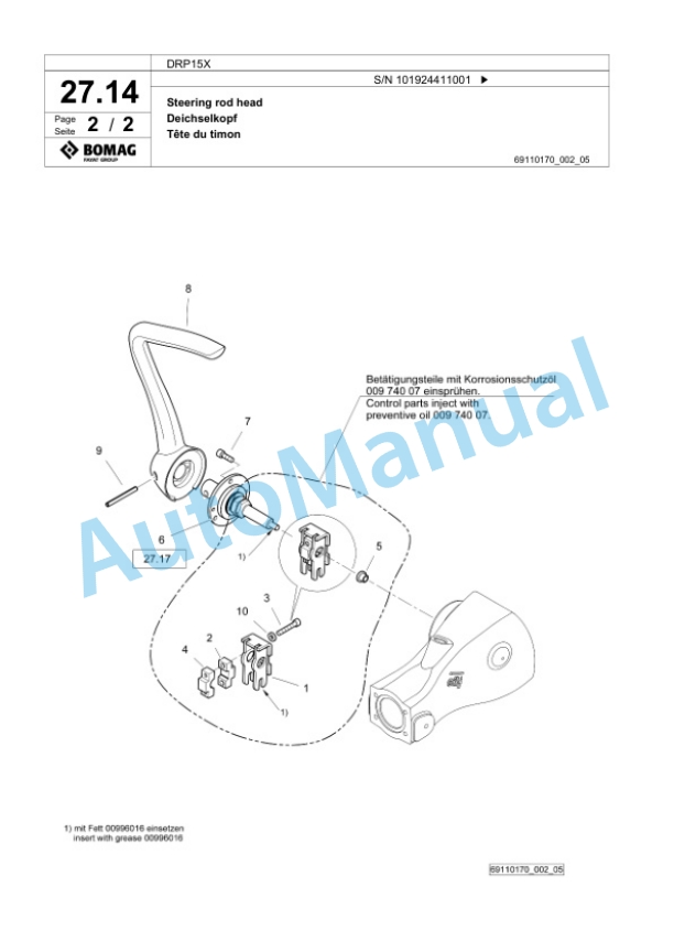 Bomag DRP15X Vibratory Plate Compactor Spare Parts Catalogue 00825647-2