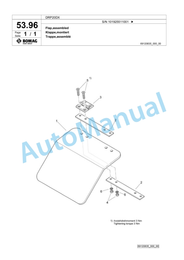 Bomag DRP20DX Vibratory Plate Compactor Spare Parts Catalogue 00826617-3
