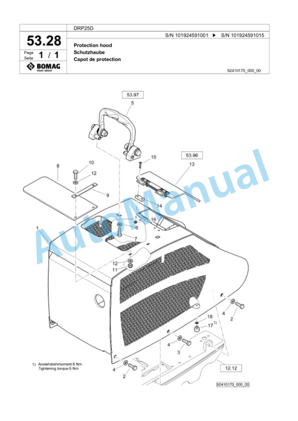 Bomag DRP25D Vibratory Plate Compactor Spare Parts Catalogue 00825425-3