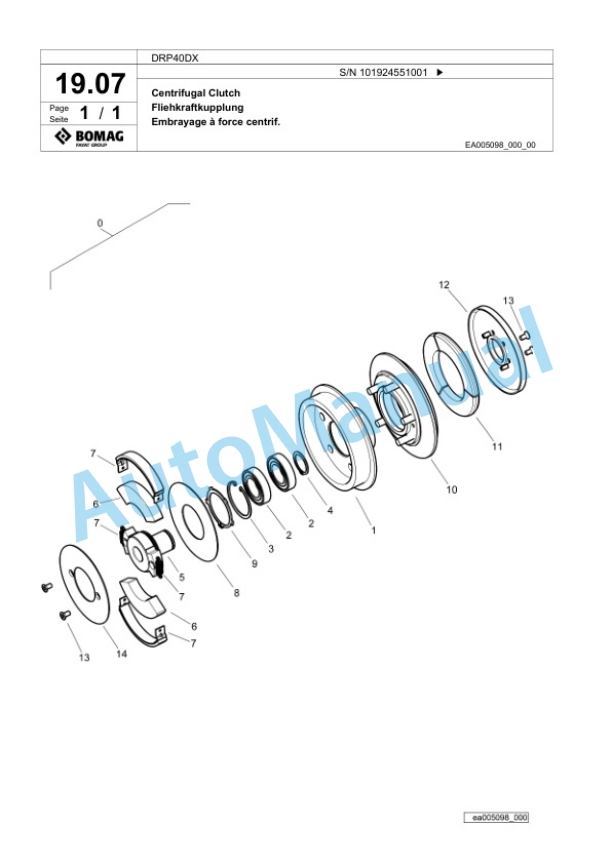 Bomag DRP40DX Vibratory Plate Compactor Spare Parts Catalogue 00826441-2