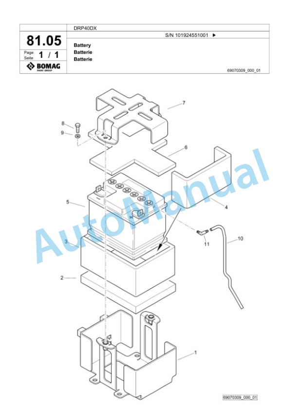 Bomag DRP40DX Vibratory Plate Compactor Spare Parts Catalogue 00826441-5