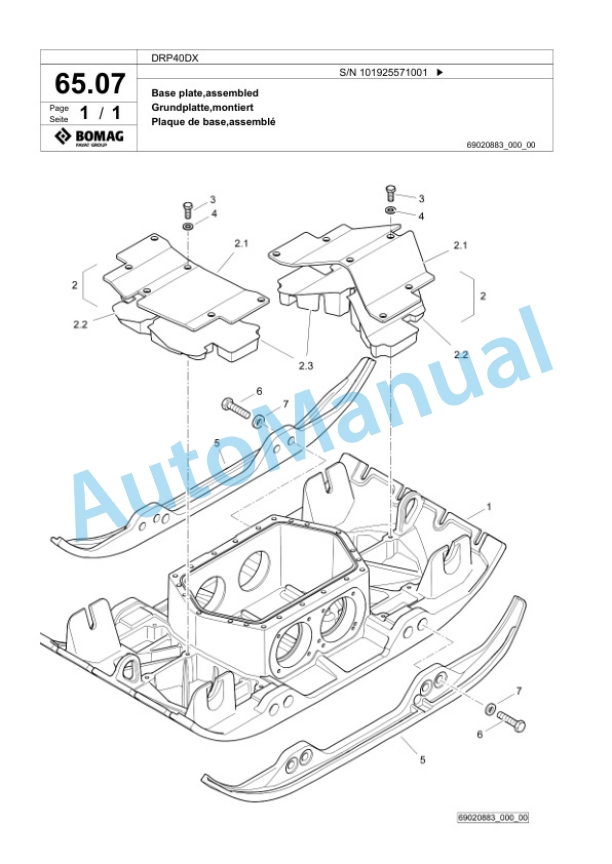 Bomag DRP40DX Vibratory Plate Compactor Spare Parts Catalogue 00826849-4