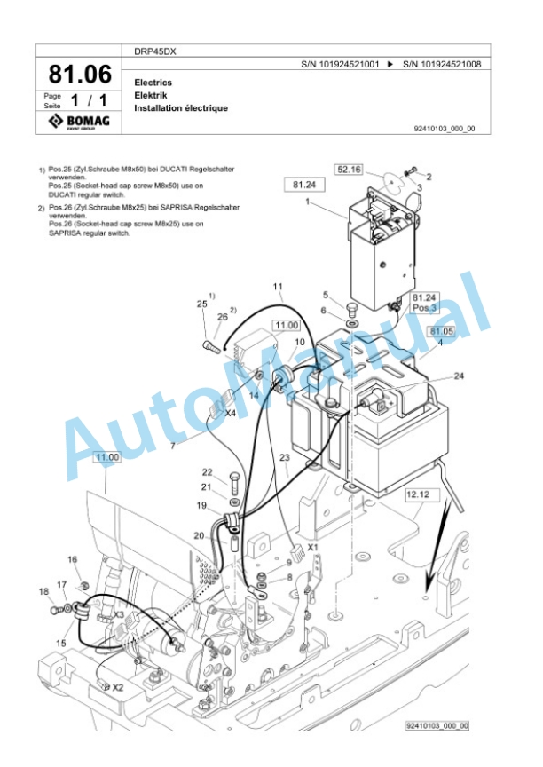 Bomag DRP45DX Vibratory Plate Compactor Spare Parts Catalogue 00825421-5