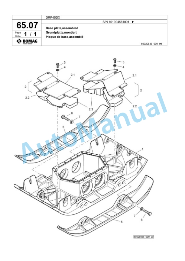 Bomag DRP45DX Vibratory Plate Compactor Spare Parts Catalogue 00825423-4