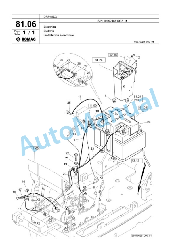 Bomag DRP45DX Vibratory Plate Compactor Spare Parts Catalogue 00825943-5