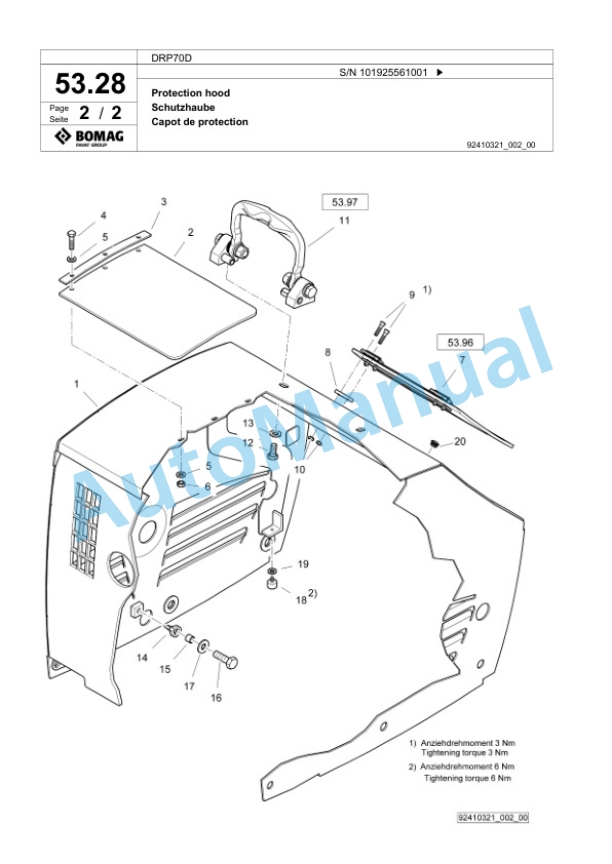 Bomag DRP70D Vibratory Plate Compactor Spare Parts Catalogue 00826749-3