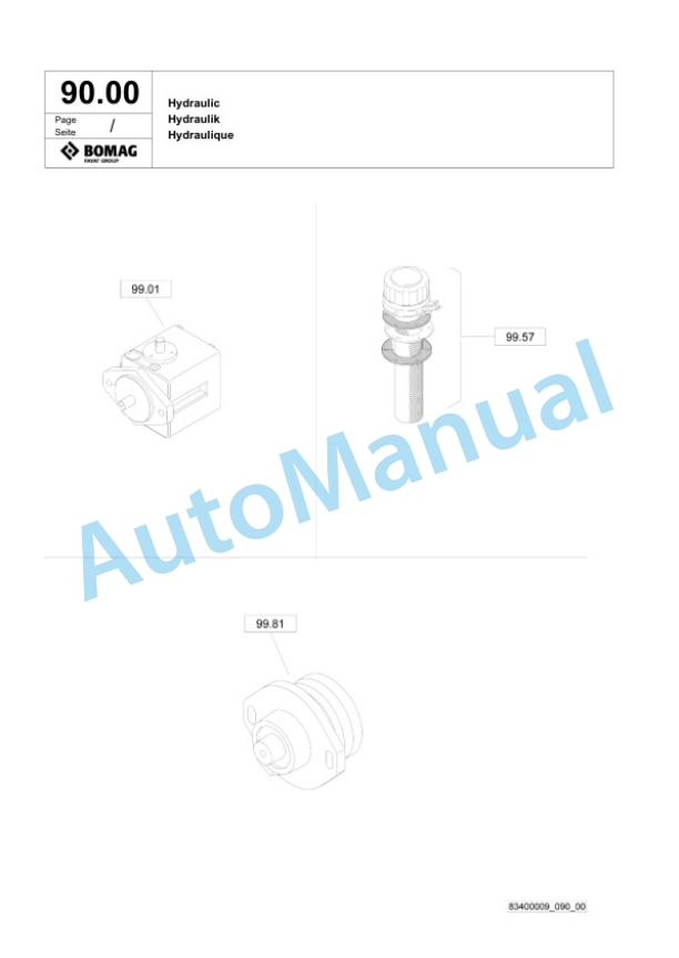 Bomag DTR 75 Double Vibratory Roller Spare Parts Catalogue 00826139-5