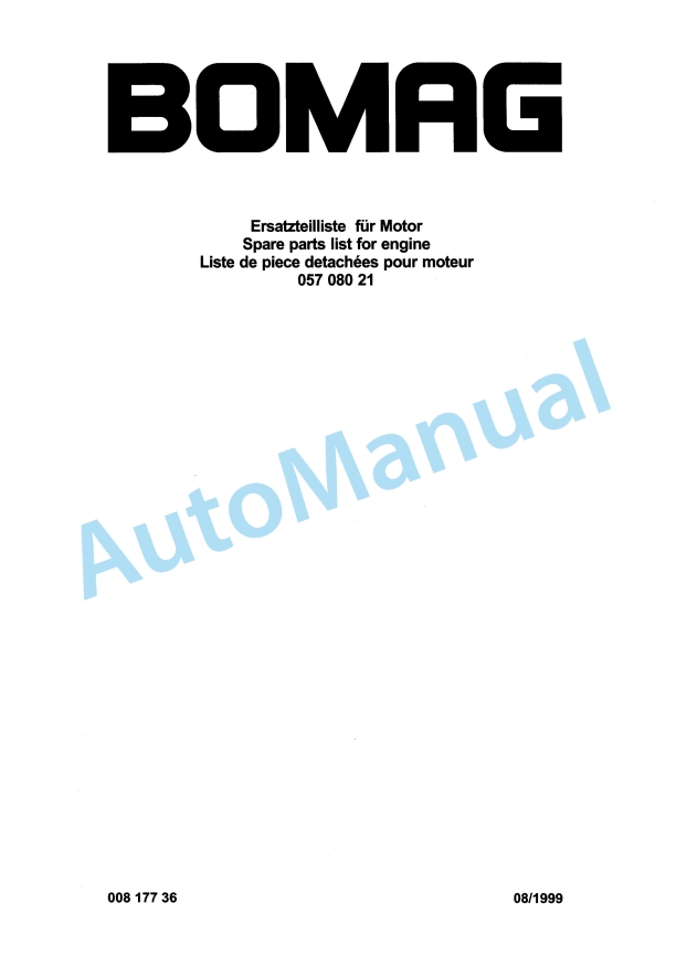 Bomag Engine Spare Parts Catalogue 00817736