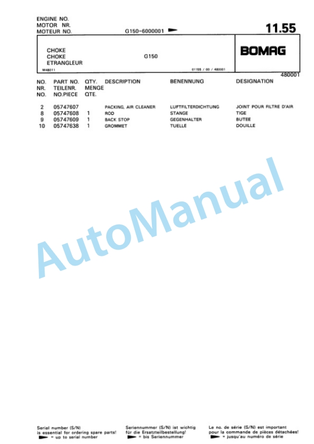 Bomag M14P, M18P Vibratory Plate Compactor Spare Parts Catalogue 00815001-2