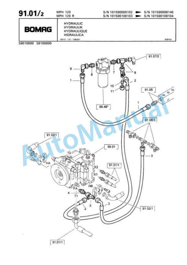 Bomag MPH 120 Soil Stabilizer - Asphalt Recycler Spare Parts Catalogue 00810083-2