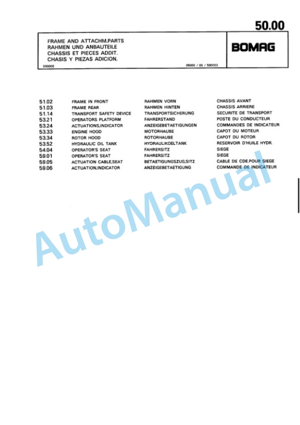 Bomag MPH 121 Soil Stabilizer - Asphalt Recycler Spare Parts Catalogue 00811433-2