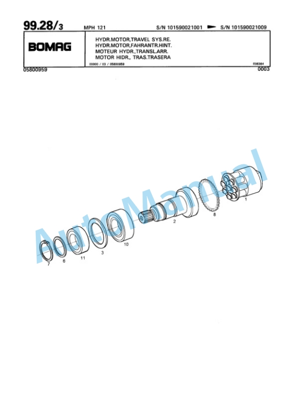 Bomag MPH 121 Soil Stabilizer - Asphalt Recycler Spare Parts Catalogue 00811433-4