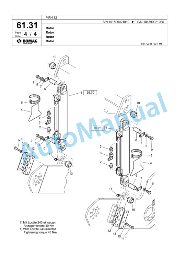 Bomag MPH 121 Soil Stabilizer - Asphalt Recycler Spare Parts Catalogue 00817587-2