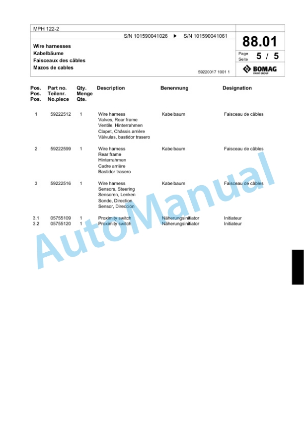 Bomag MPH 122-2 Soil Stabilizer - Asphalt Recycler Spare Parts Catalogue 00818177-2