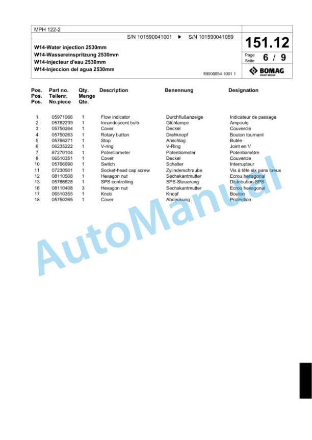 Bomag MPH 122-2 Soil Stabilizer - Asphalt Recycler Spare Parts Catalogue 00818177-5