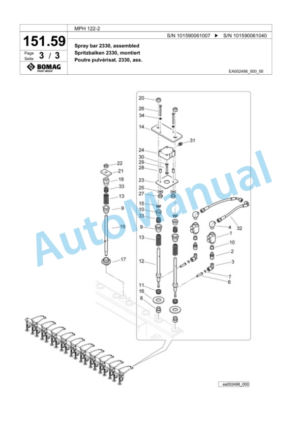 Bomag MPH 122-2 Soil Stabilizer - Asphalt Recycler Spare Parts Catalogue 00818727-5