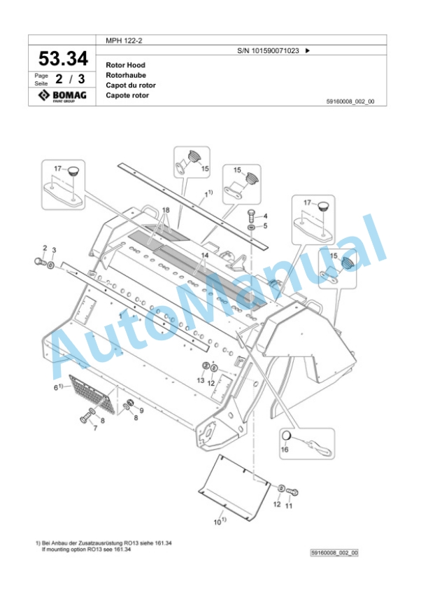 Bomag MPH 122-2 Soil Stabilizer - Asphalt Recycler Spare Parts Catalogue 00824987-2