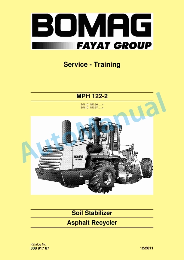 Bomag MPH 122-2 Soil Stabilizer Service Training 00891787