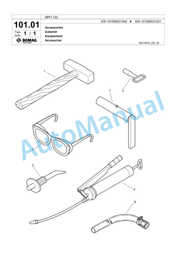 Bomag MPH 122 Soil Stabilizer - Asphalt Recycler Spare Parts Catalogue 00817595-4